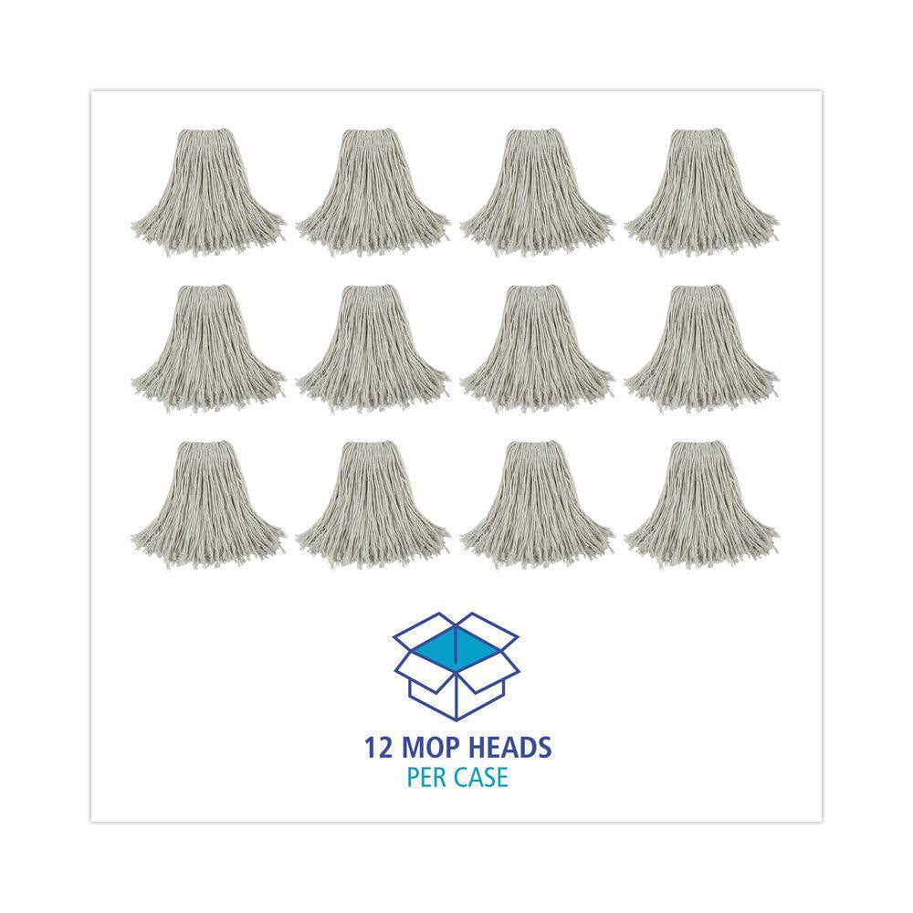 Cut-End Wet Mop Head, Cotton, No. 24, White 12/Carton