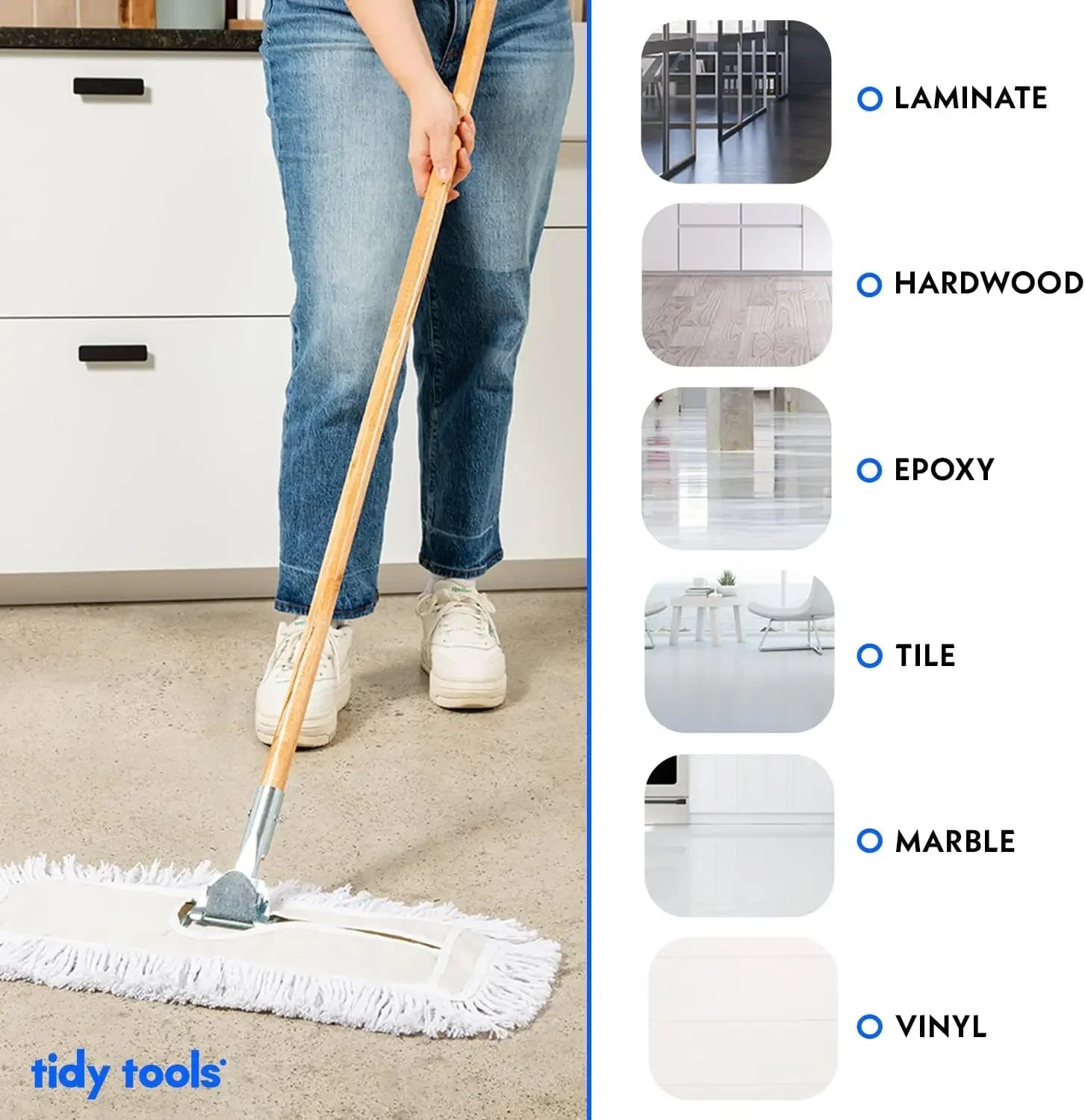 Commercial Dust Mop & Floor Sweeper, 36 In. Dust Mop for Hardwood Floors, Cotton Reusable Dust Mop Head, Wooden Broom Handle