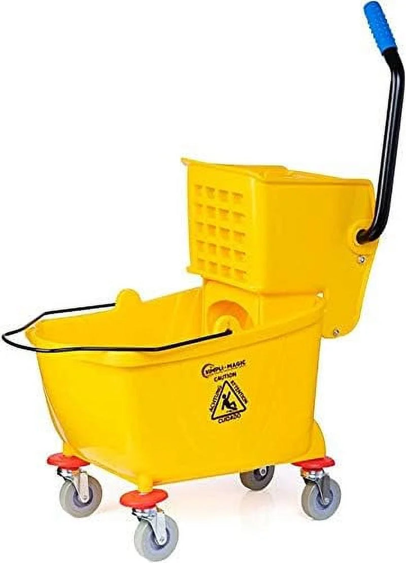 Commercial Mop Bucket with Wringer 26-Quart Cleaning Bucket, Yellow