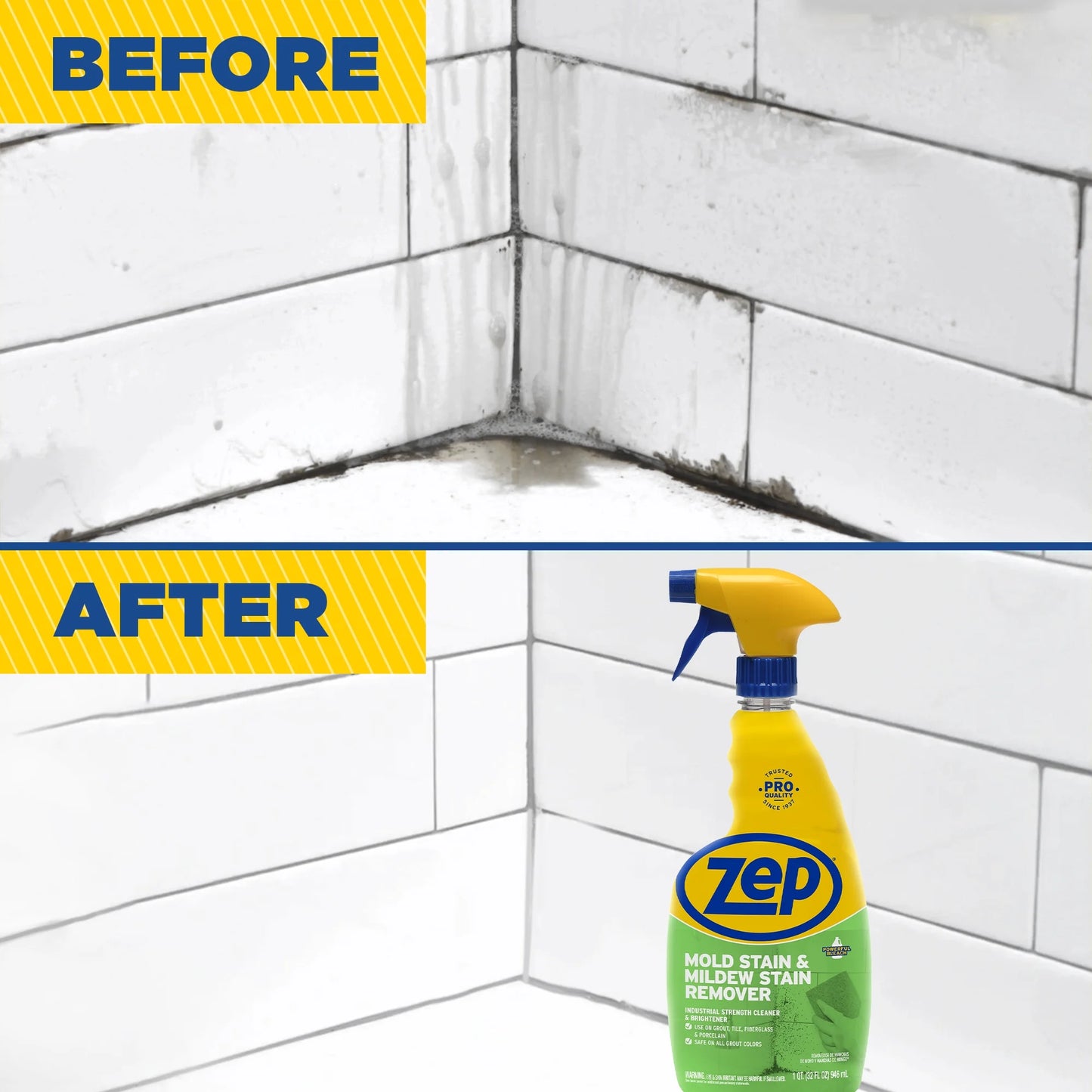 Mold Stain and Mildew Stain Remover - 32 Oz (Pack of 12) - ZUMILDEW32 - Experience the Power of Our Professional Strength No-Scrub Formula
