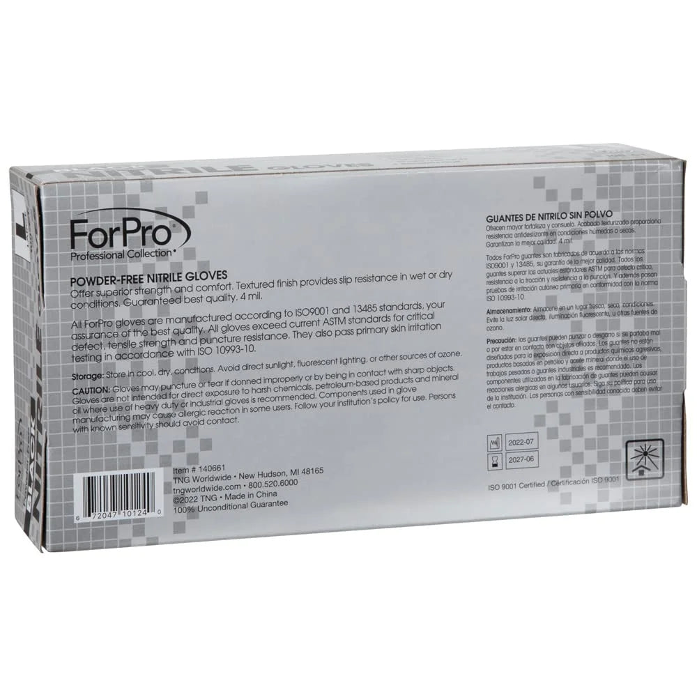 Forpro Disposable Nitrile Gloves, Chemical Resistant, Powder-Free, Latex-Free, Non-Sterile, Food Safe, 4 Mil, Black, Large, 100-Count