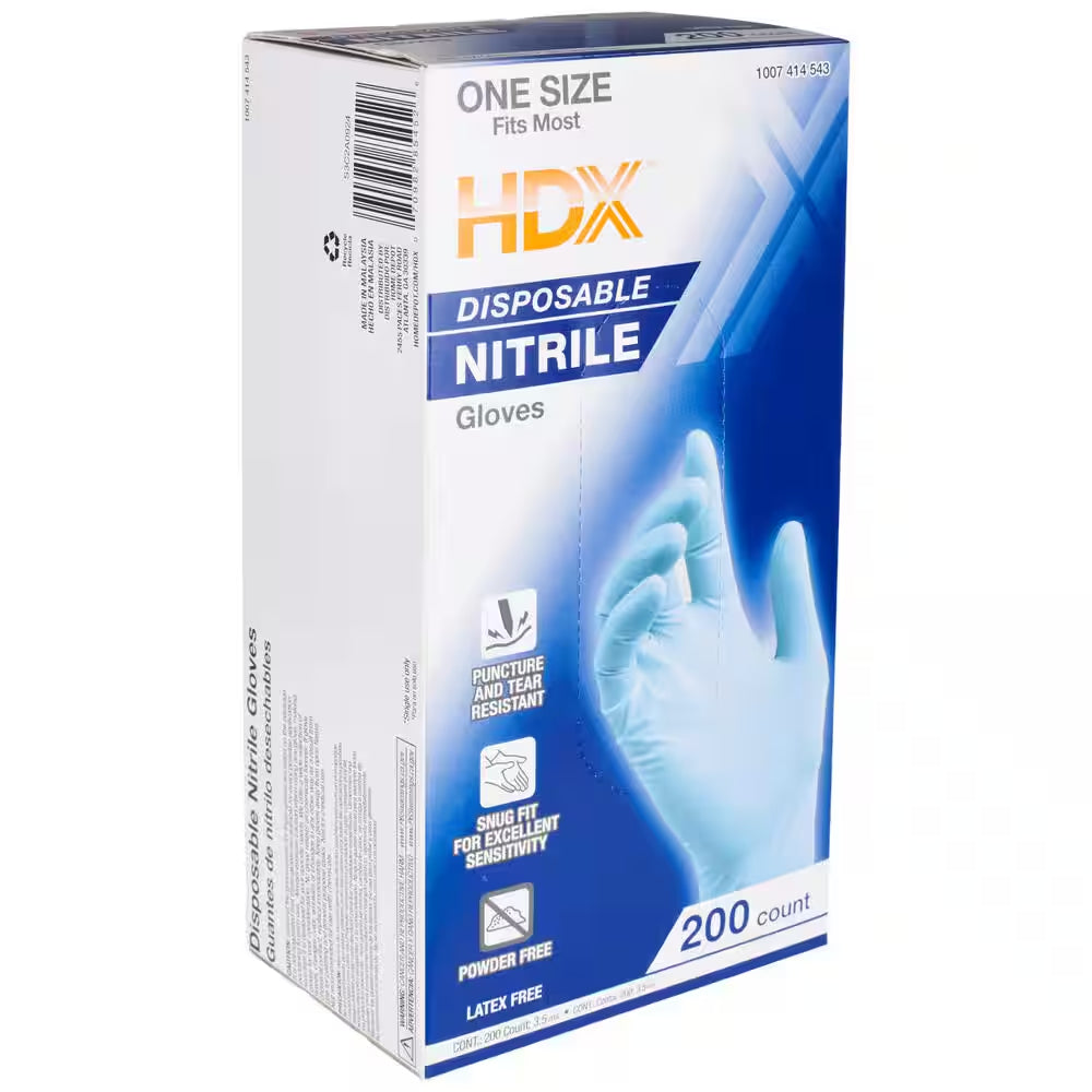 Blue Disposable Nitrile Cleaning Gloves (200 Ct One Size Fits Most)