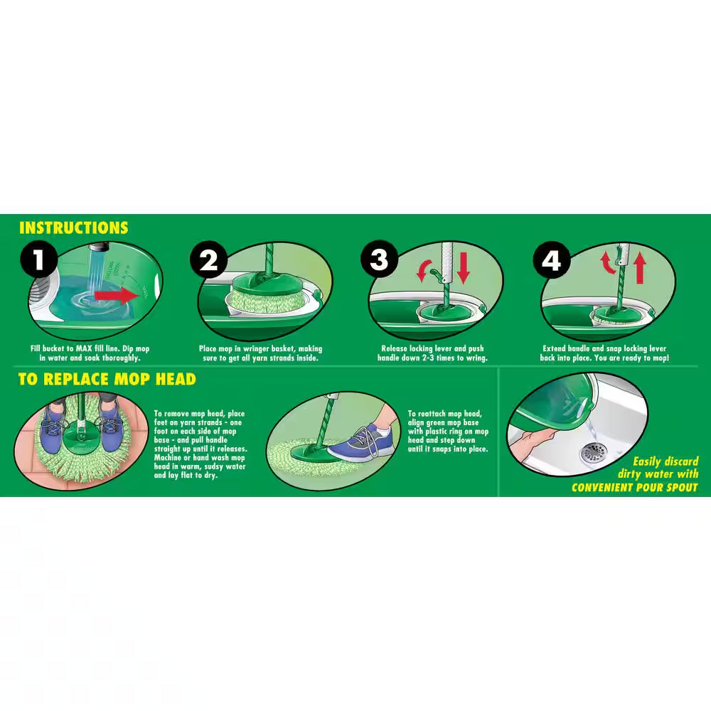 Microfiber Tornado Wet Spin Mop and Bucket Floor Cleaning System with 4 Refills