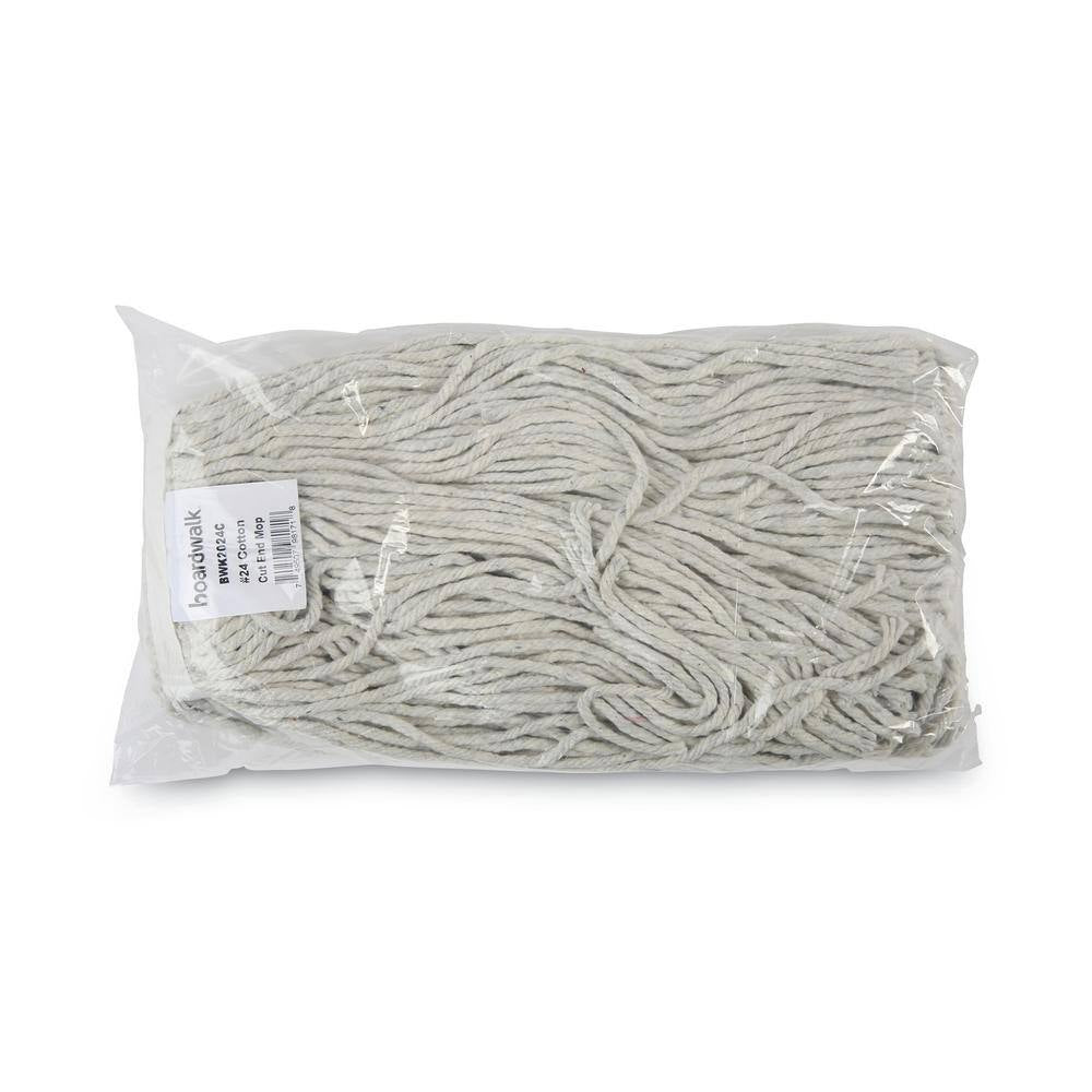 Cut-End Wet Mop Head, Cotton, No. 24, White 12/Carton
