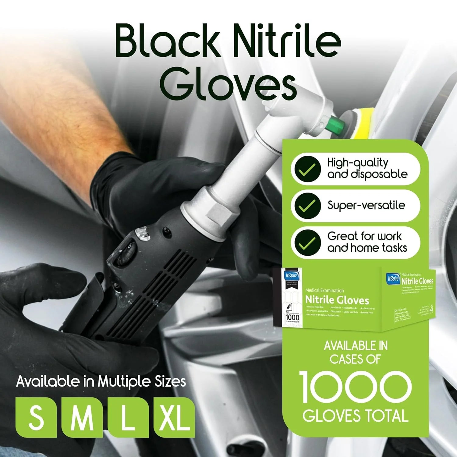Small Black Nitrile Gloves Disposable Latex Free Gloves, Exam Grade Medical Gloves, Food Service, Cleaning Gloves, Tattoo Supplies, Case of 1000 Ct